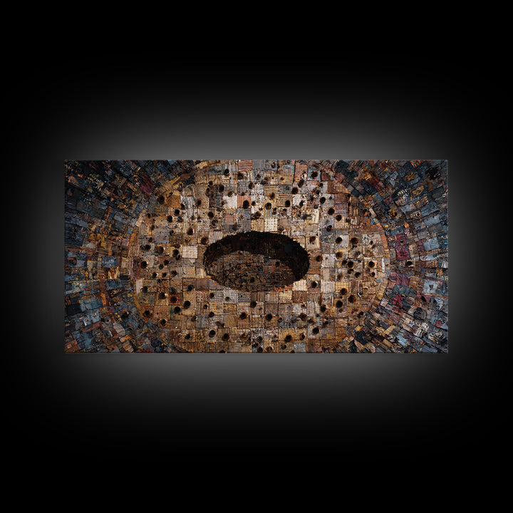 Weathered Bronze Tribal Mask Portal Wall Art, Abstract African Art, Kifwebe Mask Decor, Cultural Wall Decor, Statement Piece
