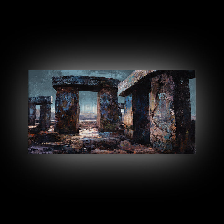 Moody Ancient Stone Circle Ruins Wall Art, African Inspired Landscape, Mystical Wall Decor, Rustic Home Decor, Gallery Art