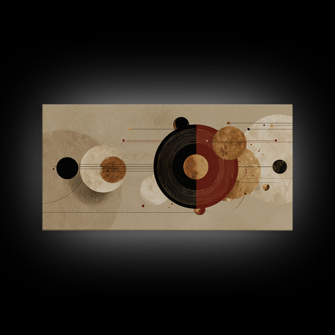 Earth Tone Abstract Circles Wall Art, Mid Century Geometric Canvas Print, Burnt Orange Beige Modern Home Decor Gift For Living Room