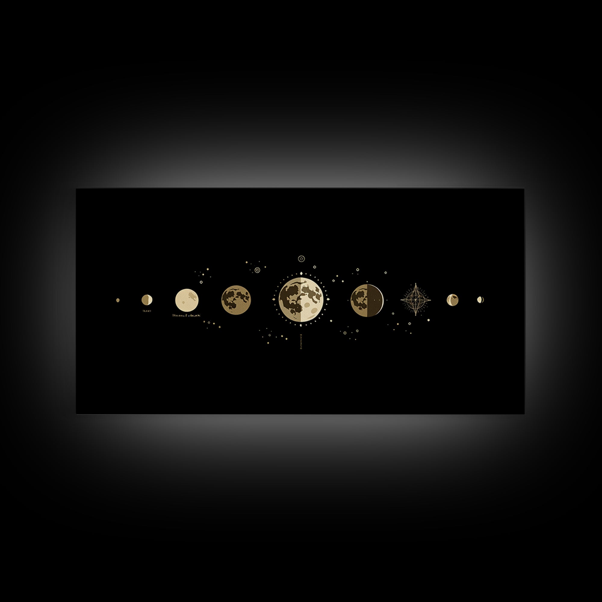 Gold Moon Phase Lunar Cycle Wall Art, Celestial Black Decor, Minimalist Poster, Spiritual Wall Art, Gift For Art Lovers, Home Decor