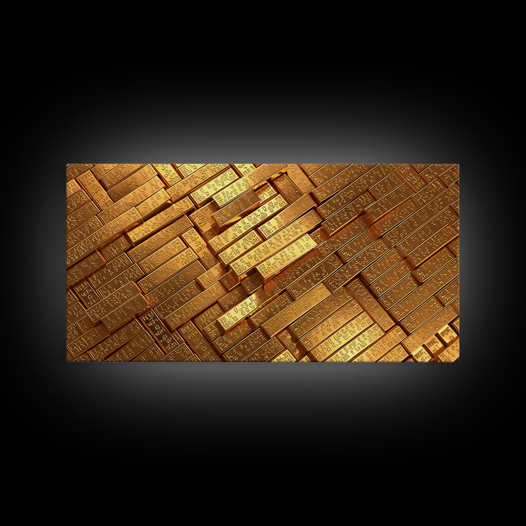 Stacked Gold Bar Pattern Wall Art, African Inspired Canvas Print, Luxury Black Gold Art, Geometric Office Decor Gift For Him