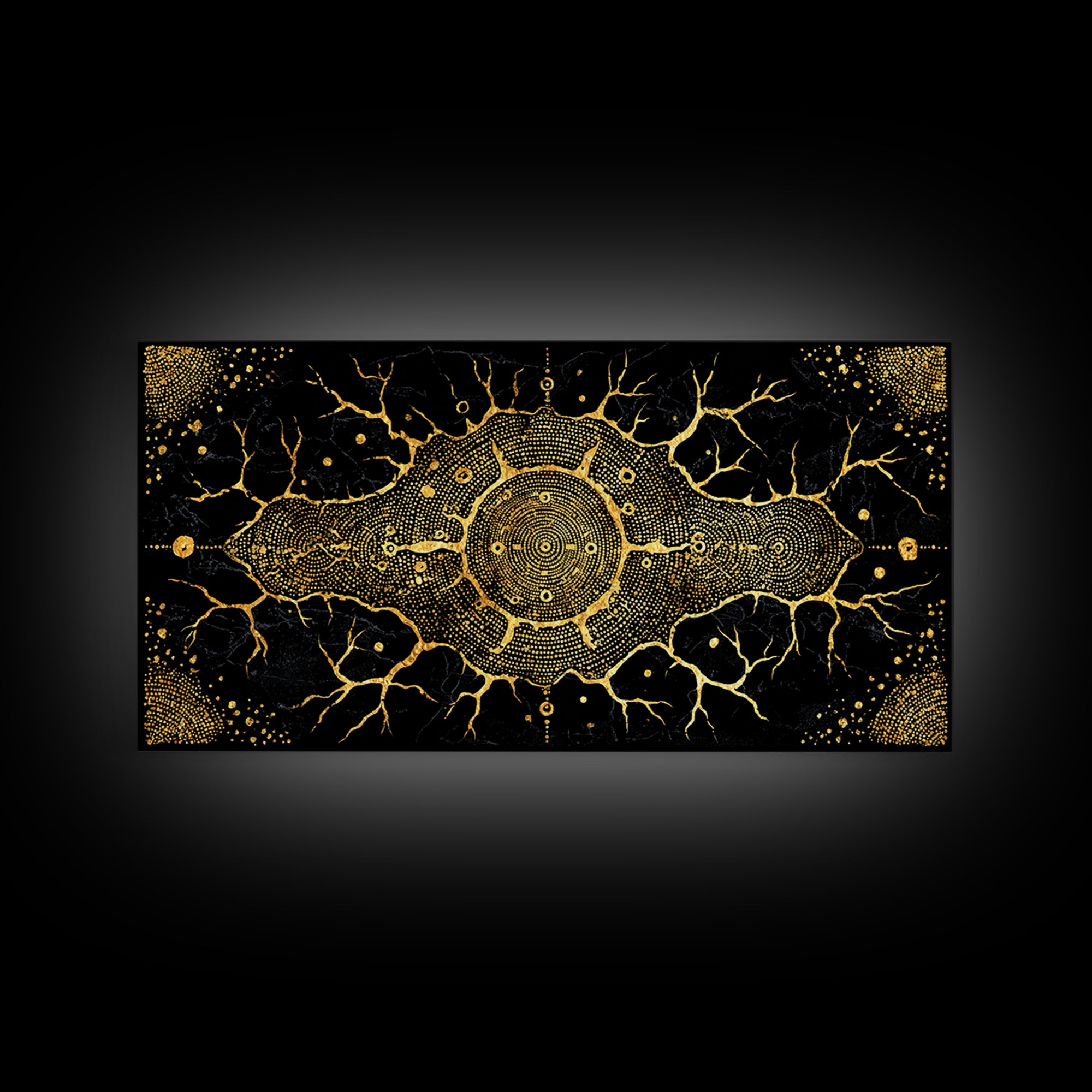 Golden Neural Tree Abstract Canvas Print, African Abstract Art, Spiritual Wall Art, Black And Gold Art, Modern Home Decor