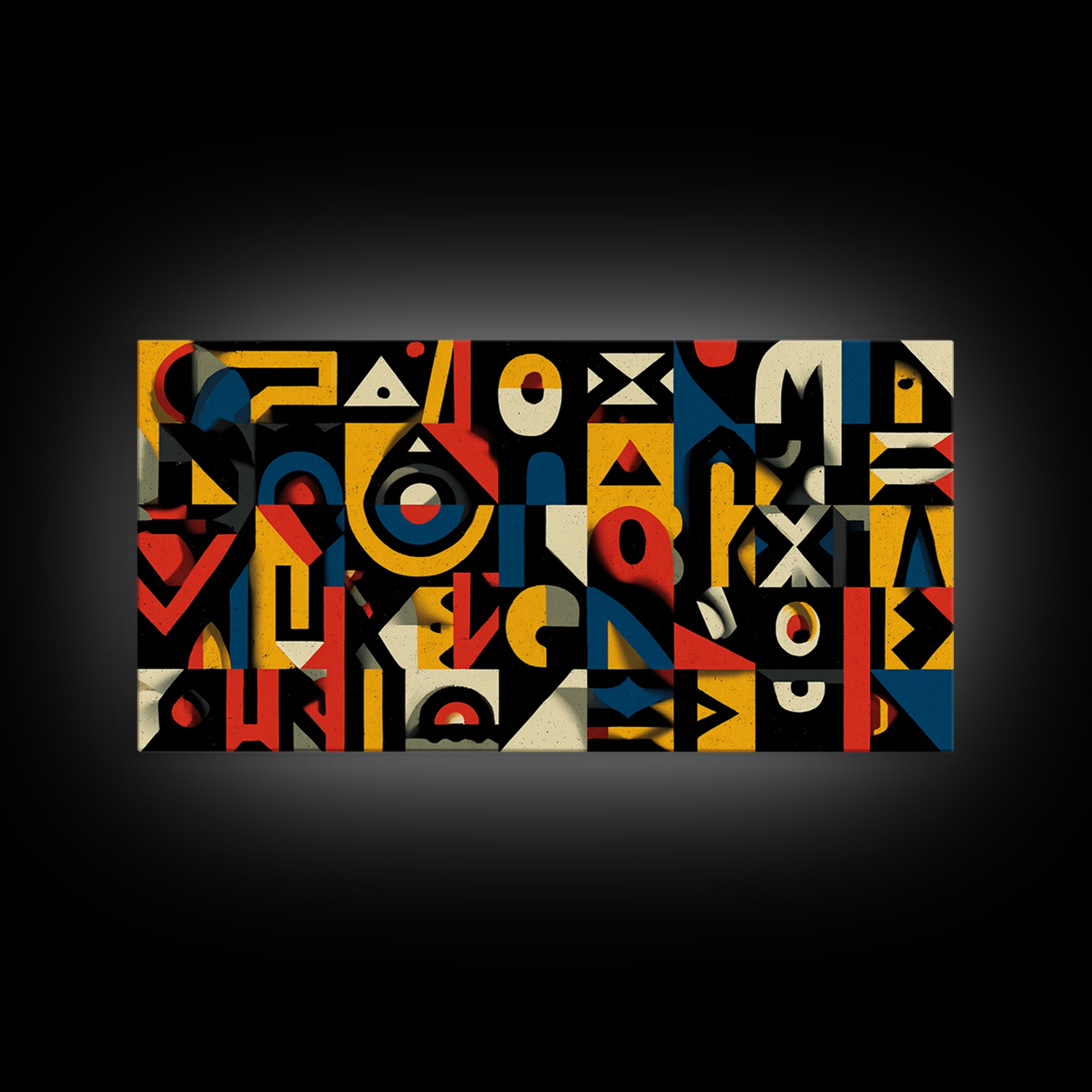 Modern African Geometric Shapes Wall Art, Primary Color Abstract Canvas Decor, Afrocentric Pattern Print, Bold Home Accent
