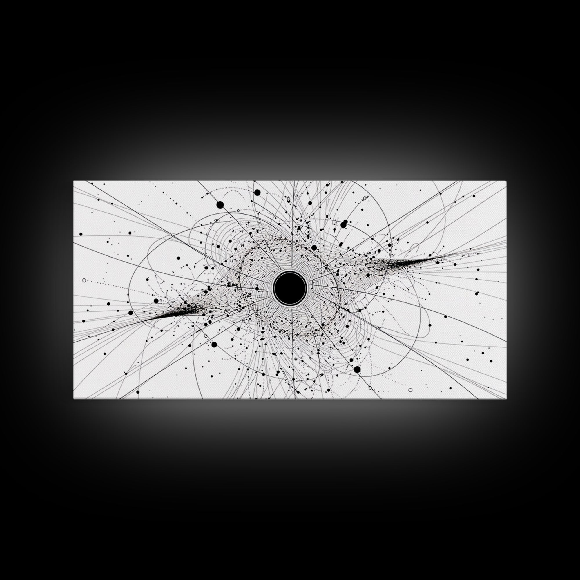 Minimal Black Hole Diagram Wall Art, Abstract Science Line Art, Modern Black And White Home Decor For Office Bedroom Gift