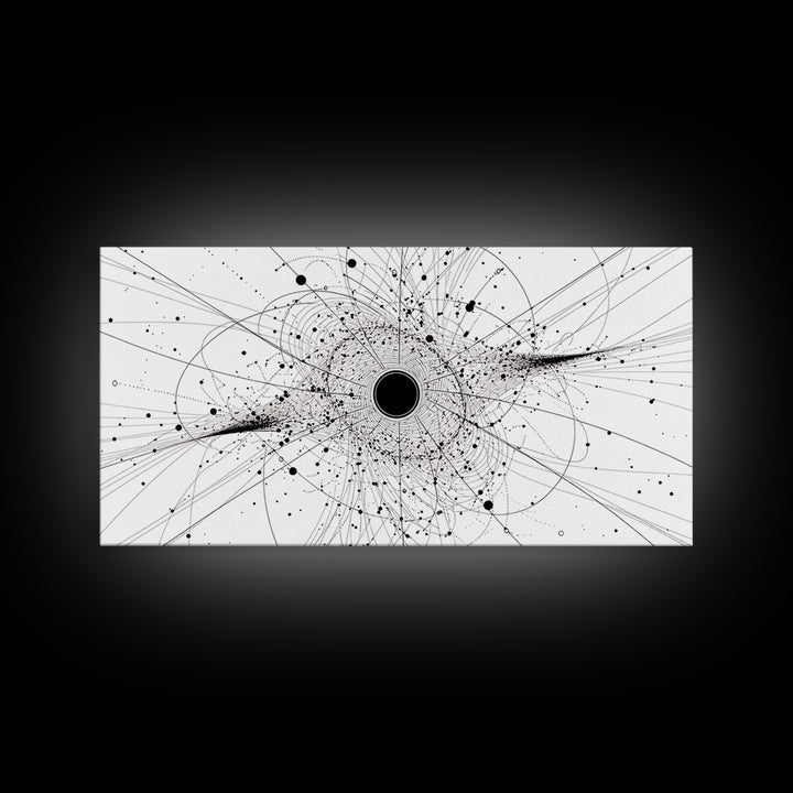 Minimal Black Hole Diagram Wall Art, Abstract Science Line Art, Modern Black And White Home Decor For Office Bedroom Gift