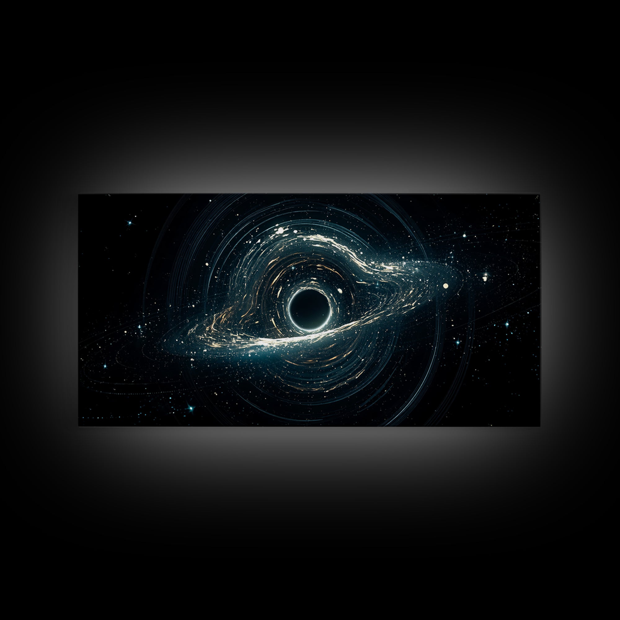 Luminous Cosmic Black Hole Canvas Print, Modern Galaxy Wall Art, Blue Abstract Space Decor For Bedroom Office Home Art Gift
