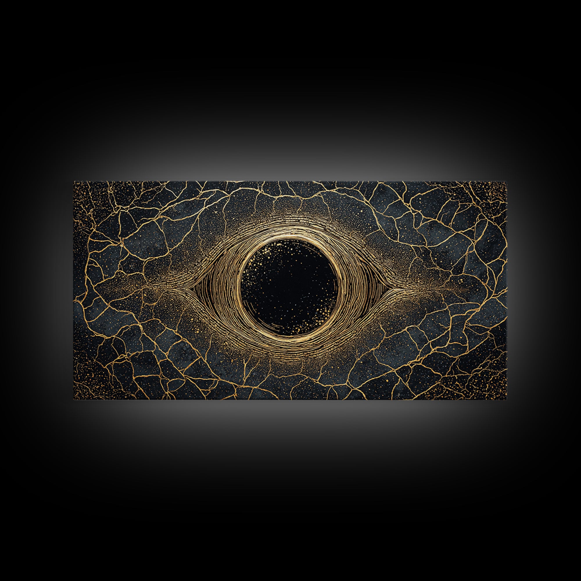 Golden Cosmic Eye Wall Art, Black And Gold Abstract Art, Mystical Wall Decor, Modern Canvas Art, Spiritual Statement Decor