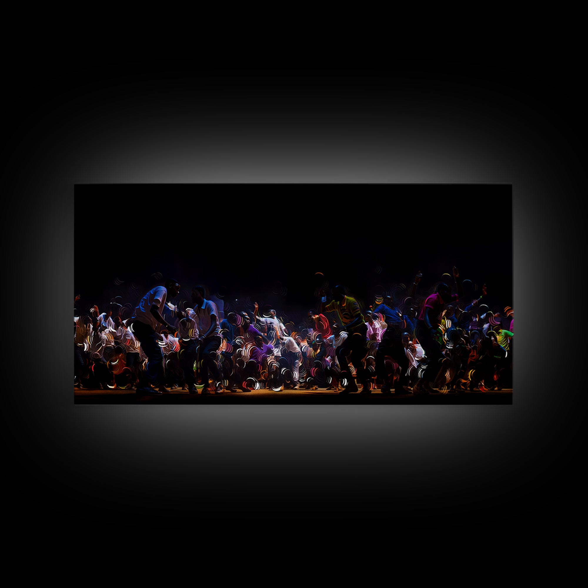 Night Festival African Dance Troupe Canvas Print, Dramatic Black Wall Art, Cultural Celebration Decor, Afrocentric Artwork
