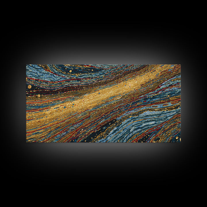 Gold And Teal Flowing Abstract Wall Art, Textured Art Print, Modern Canvas Art, Luxury Home Decor, Large Wall Decor Gift