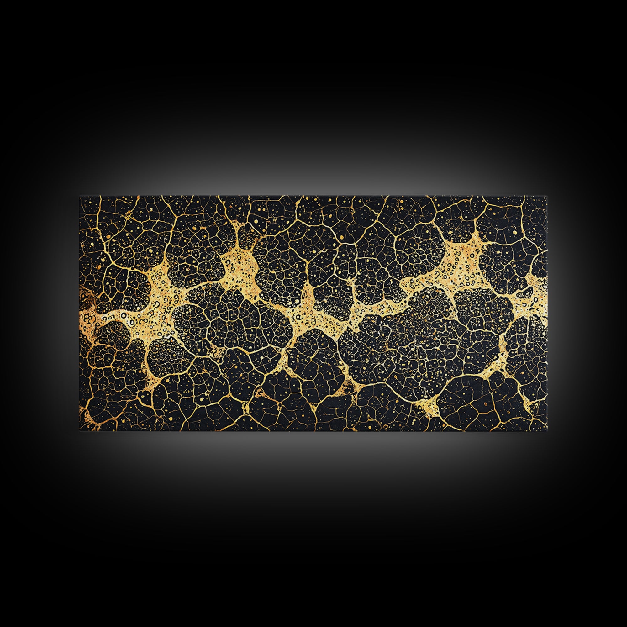 Black And Gold Organic Cell Pattern Canvas Print, Abstract Art, Luxury Canvas Art, Geometric Wall Art, Elegant Home Decor