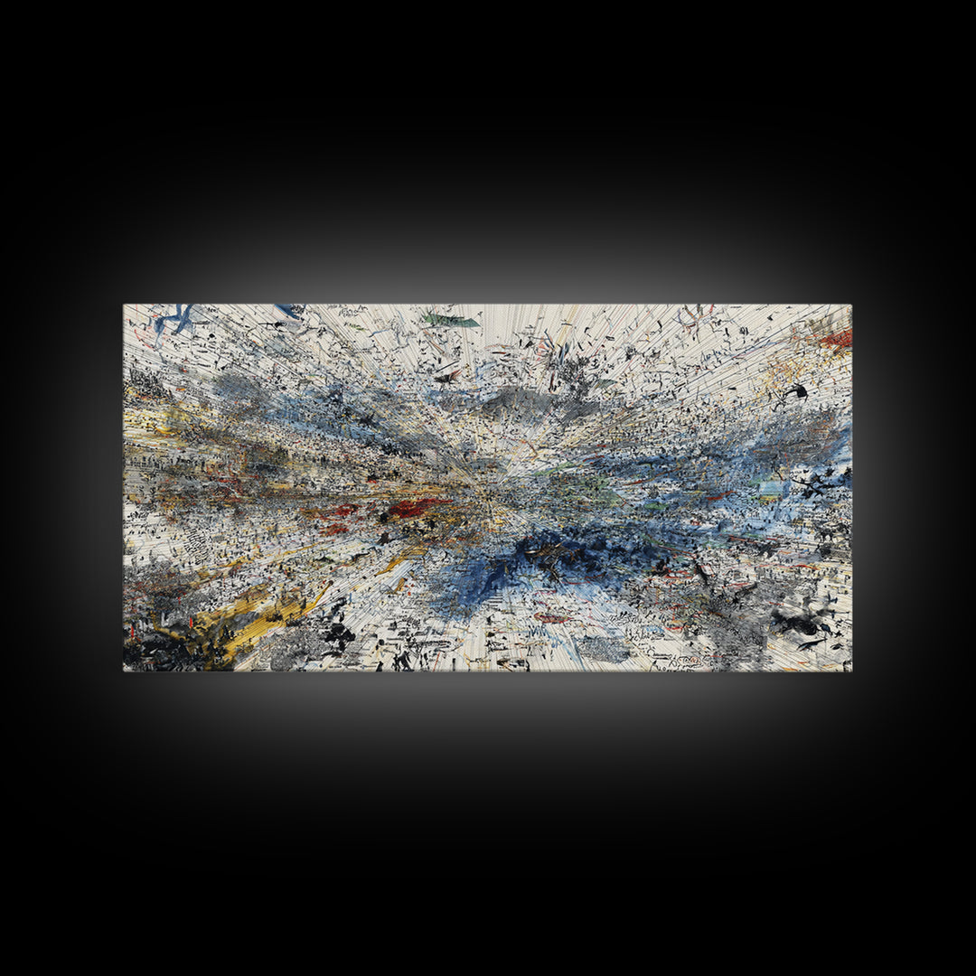 Abstract Blue White Landscape Wall Art, Textured Modern African Inspired Painting, Large Office Decor, Contemporary Print