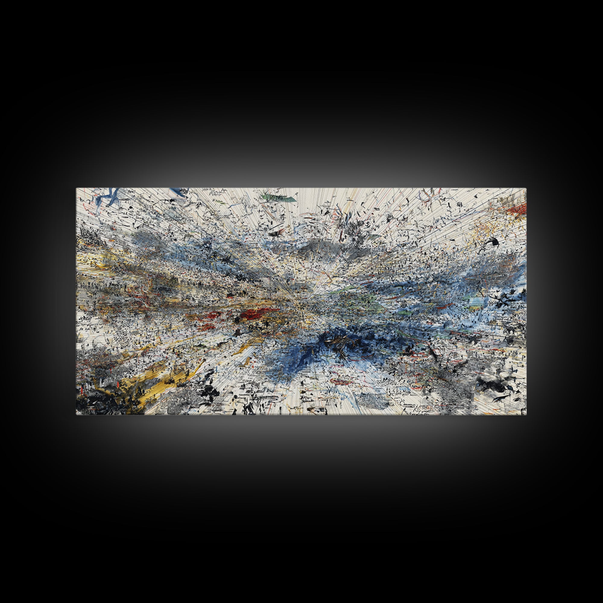 Abstract Blue White Landscape Wall Art, Textured Modern African Inspired Painting, Large Office Decor, Contemporary Print