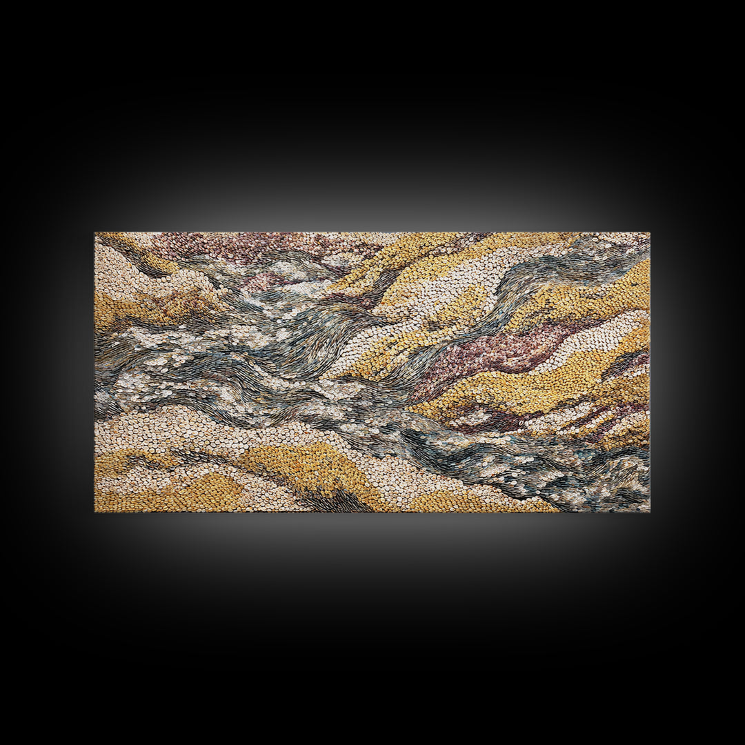 Ochre Gray Textured Waves Wall Art, Abstract African Landscape, Earth Tone Decor, Large Statement Neutral Modern Canvas Print
