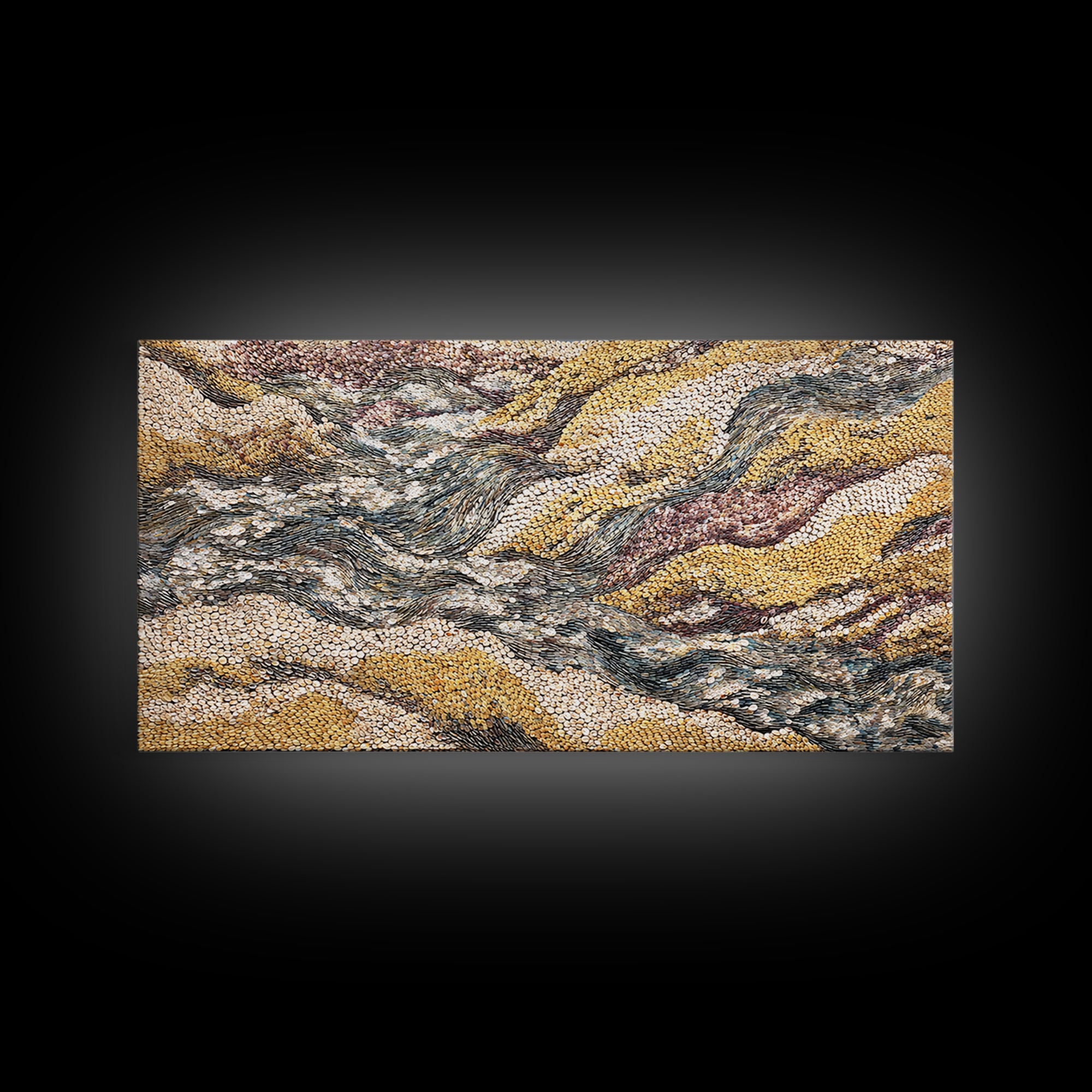 Ochre Gray Textured Waves Wall Art, Abstract African Landscape, Earth Tone Decor, Large Statement Neutral Modern Canvas Print