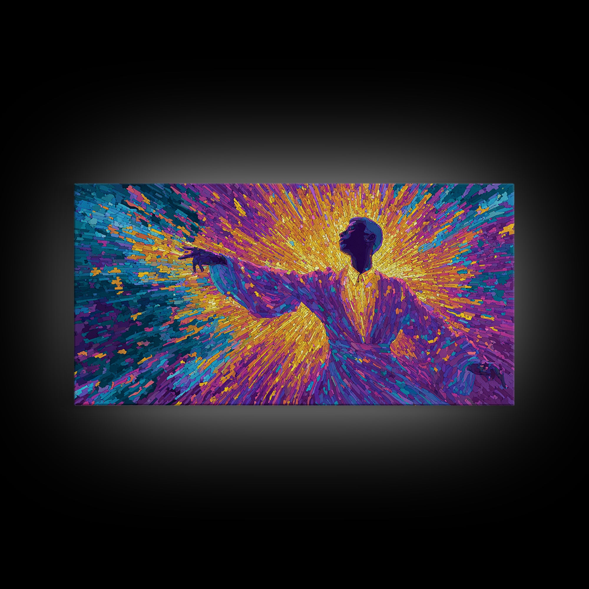 Radiant Purple Robed Dancer In Color Burst Wall Art, Black Culture Art, Vibrant Afrocentric Canvas Print, Home Decor Gift