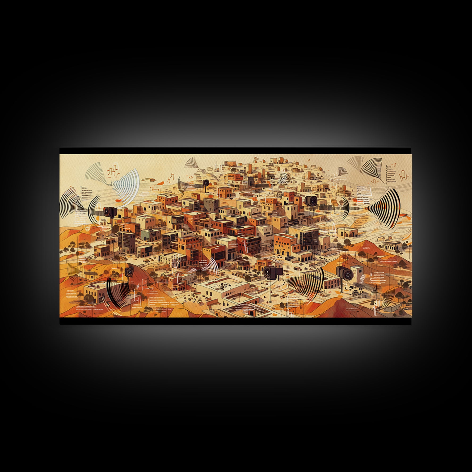 Sunlit Desert City Aerial Wall Art, African Landscape, Terracotta Architecture Print, Modern Boho Office Decor Gift For Him