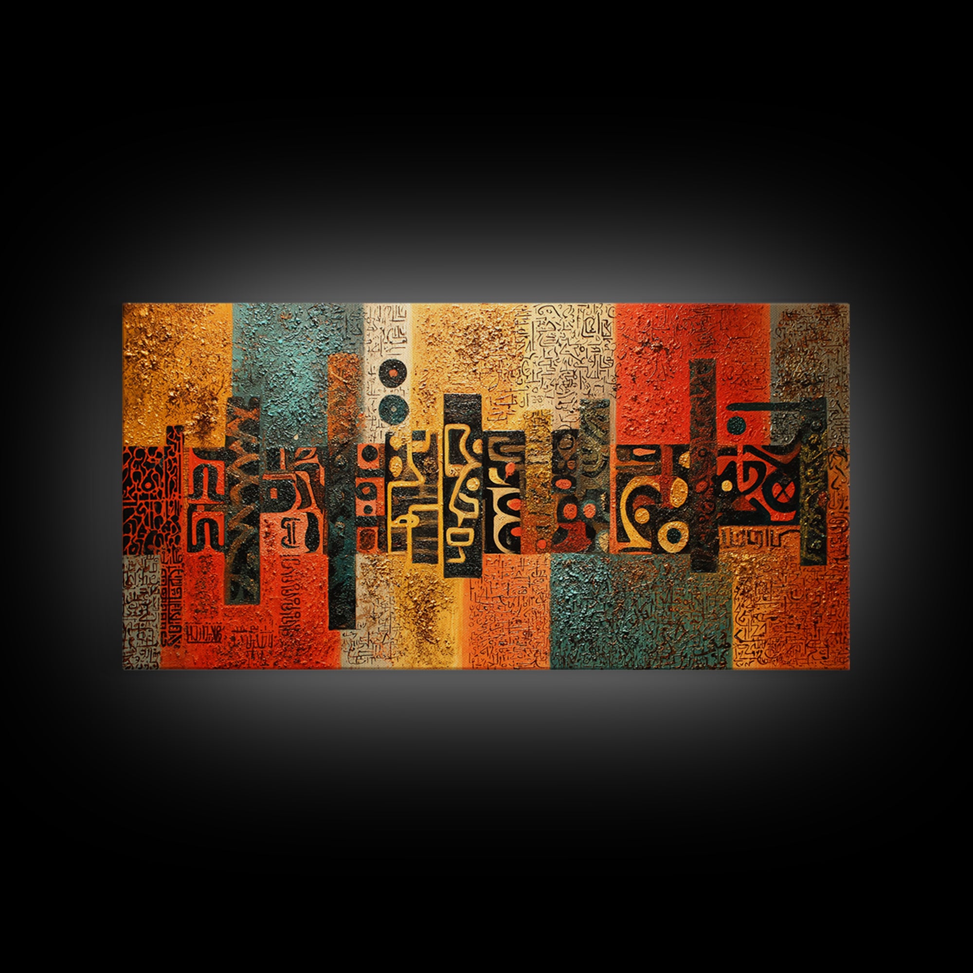 Abstract African Glyphs And Symbols Canvas Print, Tribal Art Decor, Earth Tone Wall Art, Modern Cultural Home Decor Gift