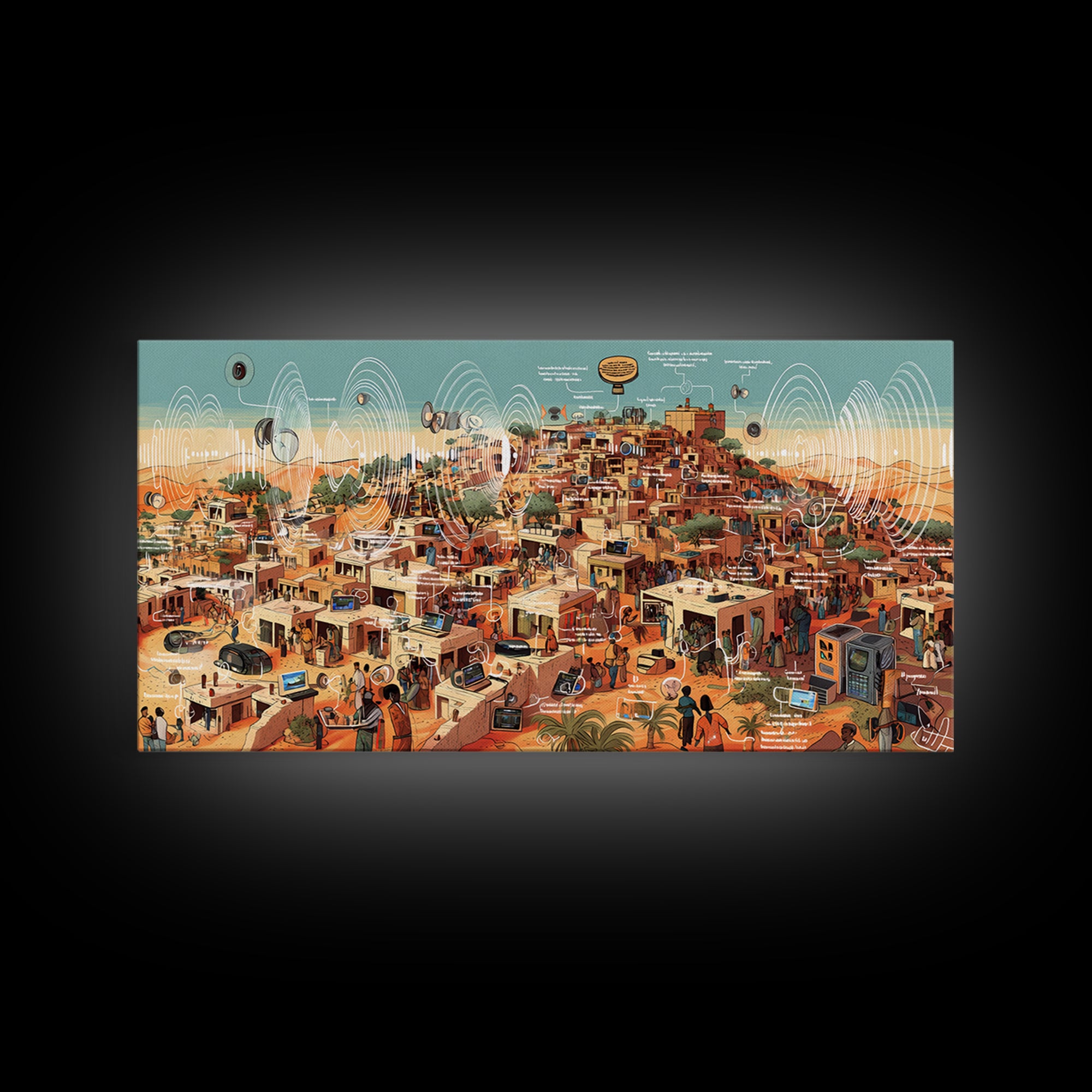 Futuristic Desert African City Wall Art, Afrocentric Urban Landscape, Modern African Art Print, Cultural Home Decor Gift