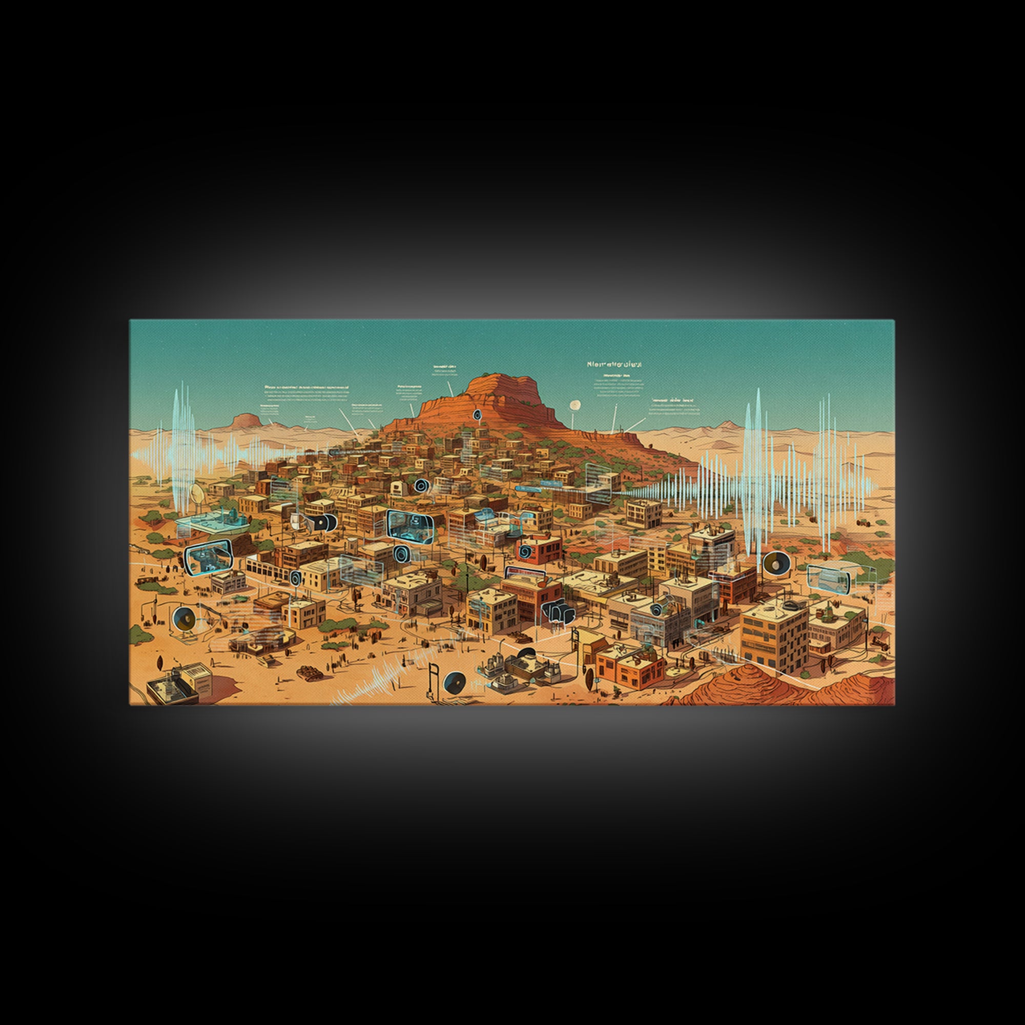 Sci Fi Desert African Town Wall Art, Futuristic Sahara Landscape, Afrocentric Digital Art, Modern African Home Decor Gift