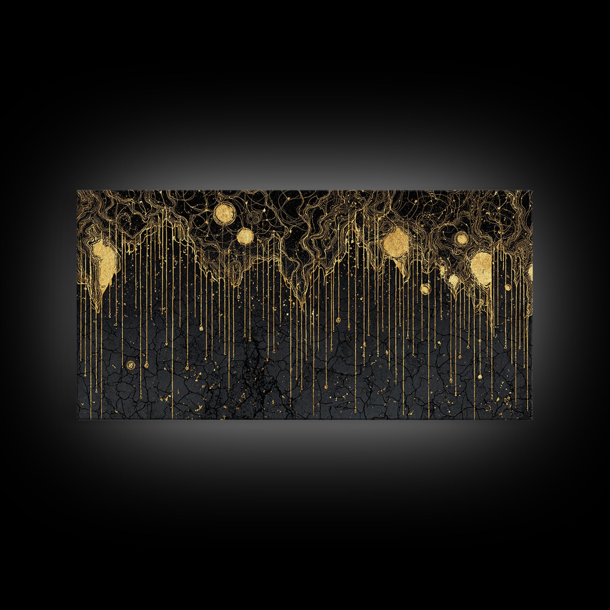 Black Gold Drip Abstract Wall Art, Luxury Canvas Print, Modern African Art Decor, Textured Statement Wall Decor Gift For Home