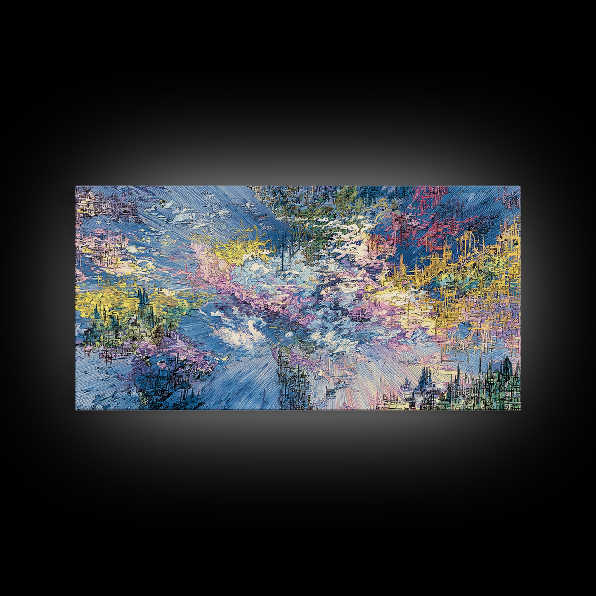 Dreamy Blue Pink Abstract Landscape Wall Art, Modern Canvas Print, Textured Art Print, Soft Nature Home Decor Gift For Her