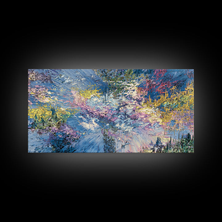 Dreamy Blue Pink Abstract Landscape Wall Art, Modern Canvas Print, Textured Art Print, Soft Nature Home Decor Gift For Her