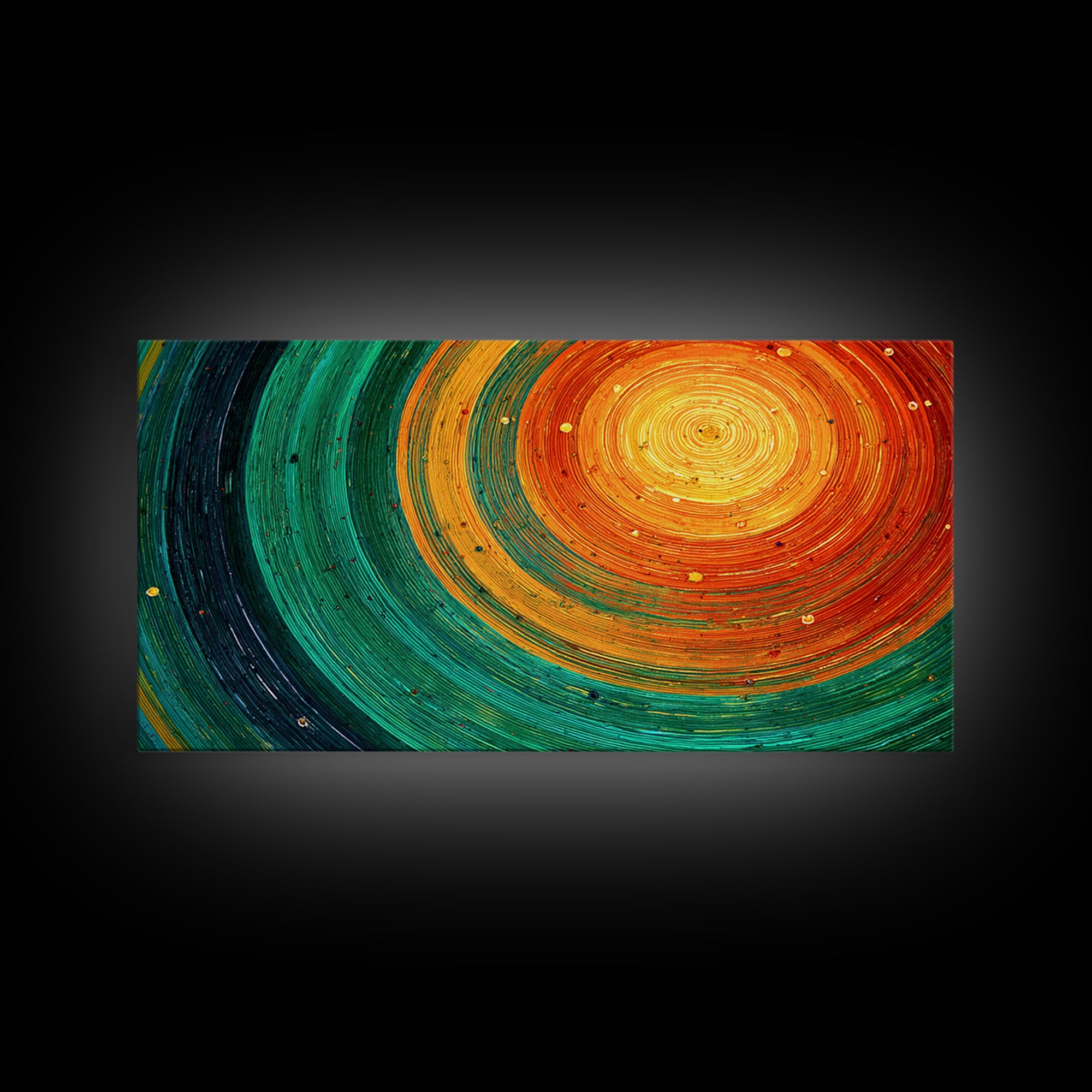 Teal Orange Cosmic Spiral Canvas Print, Abstract African Inspired Wall Art, Vibrant Modern Decor, Boho Statement Gift For Home