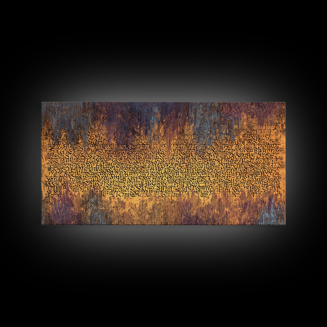 Golden Ancient Script Abstract Wall Art, African Inspired Calligraphy, Earth Tone Texture, Luxury Canvas Home Decor Gift