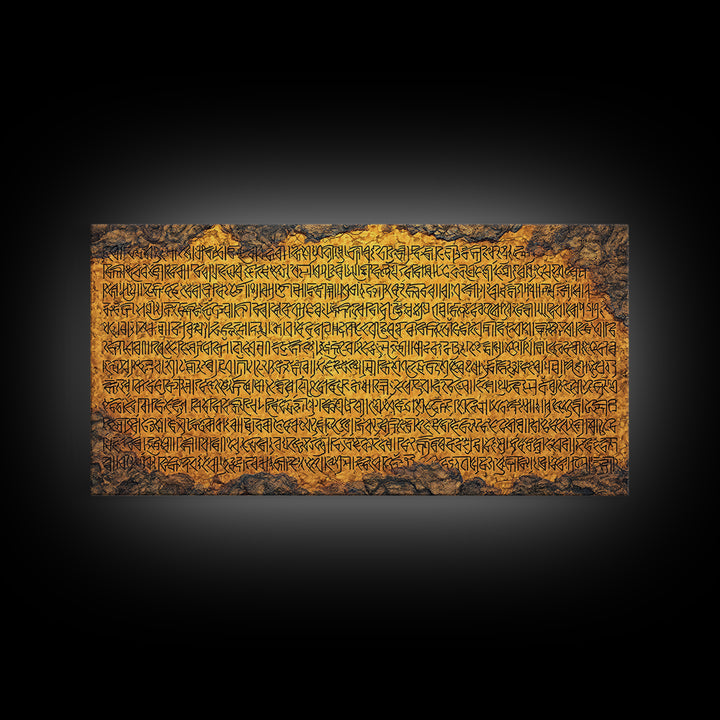 Ochre Ancient Calligraphy Wall Art, African Inspired Script Painting, Earth Tone Cultural Wall Decor, Rustic Canvas Gift