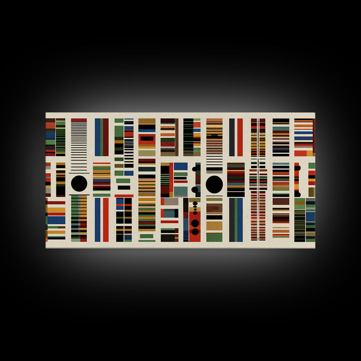 Minimalist African Textile Wall Art, Earth Tone Stripe Canvas Print, Kuba Inspired Geometric Decor For Modern Living Room