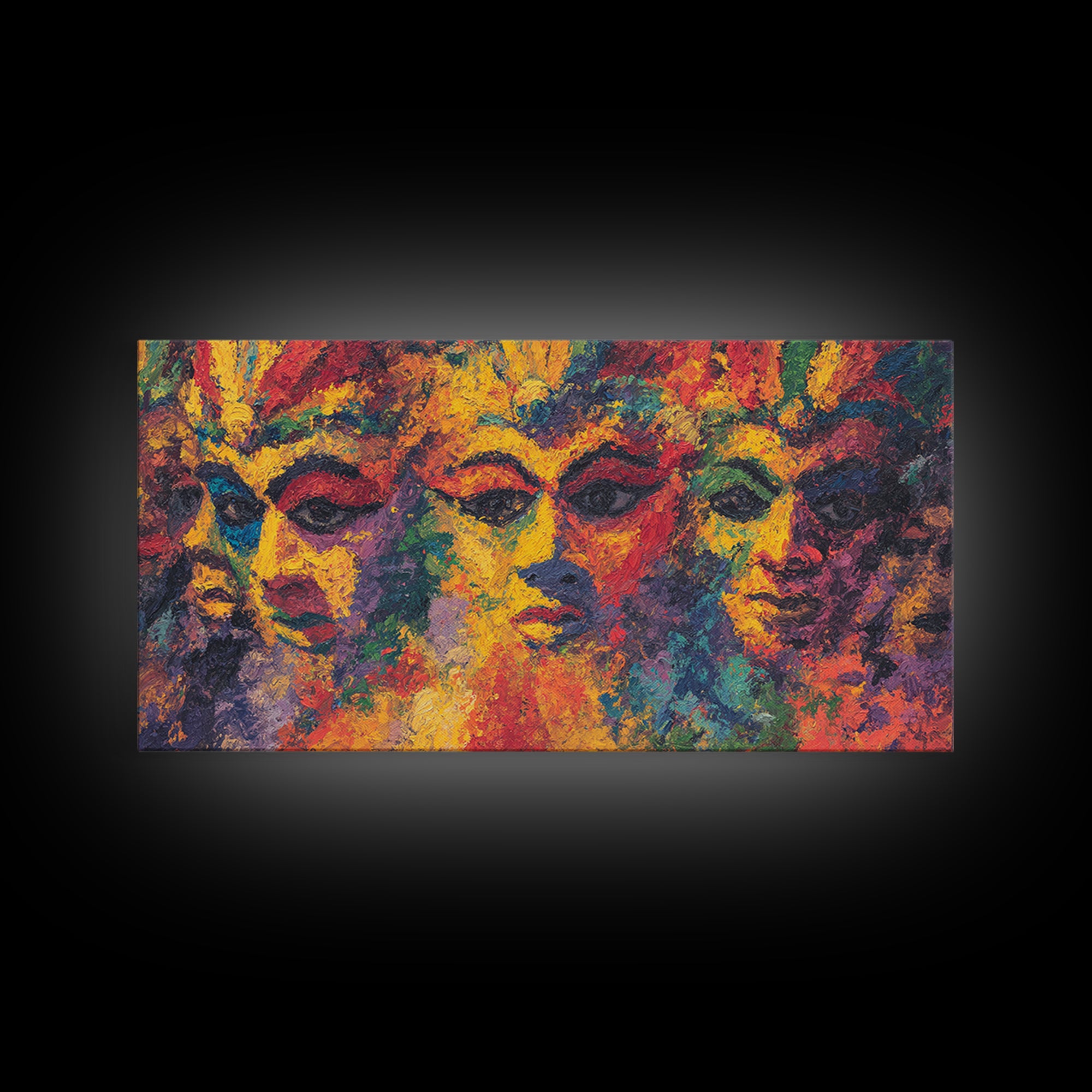 Vibrant Abstract African Masks Wall Art, Modern African Art Print, Colorful Afrocentric Decor, Tribal Face Canvas Print Gift