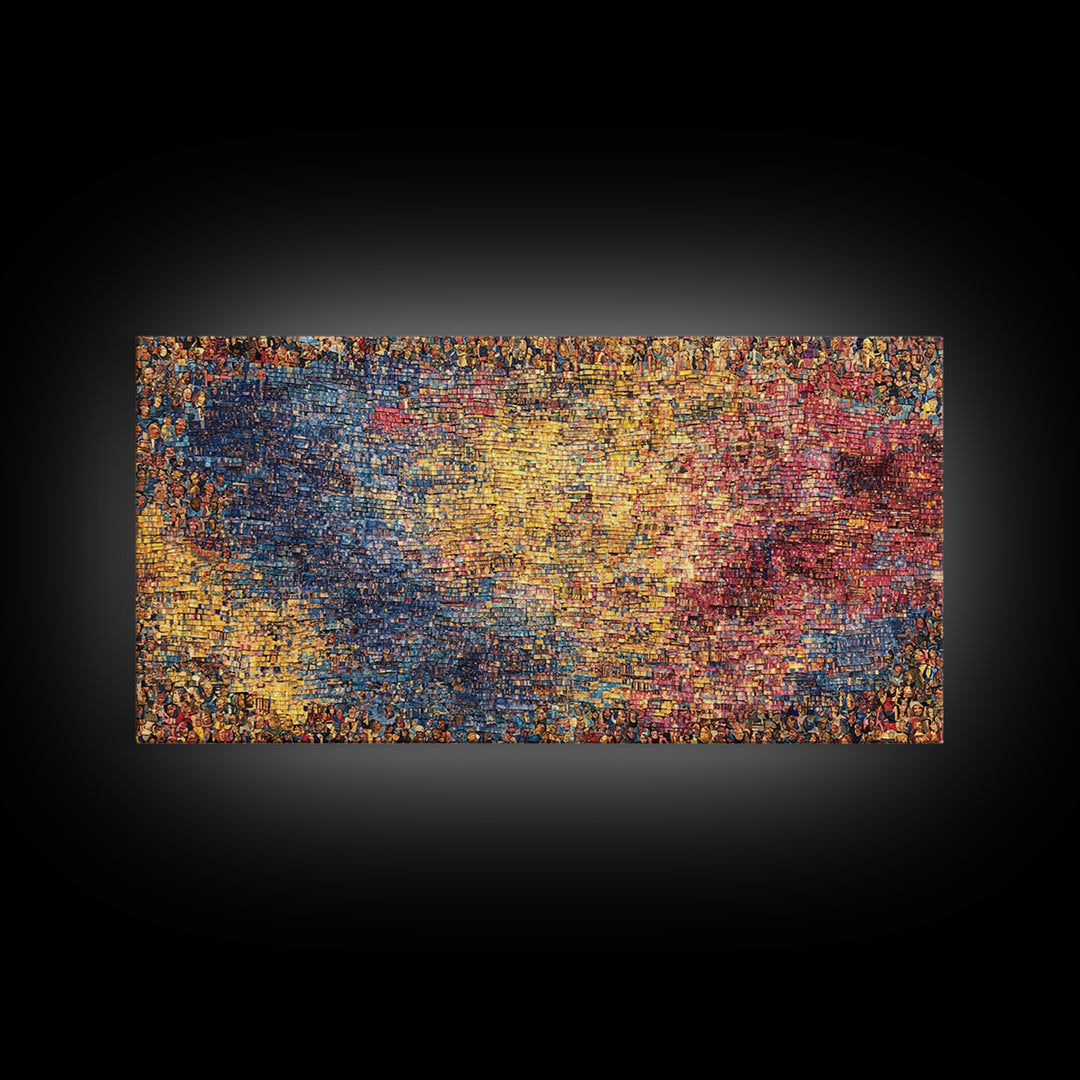 Abstract Crowd Mosaic Wall Art, Colorful African Art Abstract Canvas Print, Modern Textured Art, Statement Home Decor, Gift