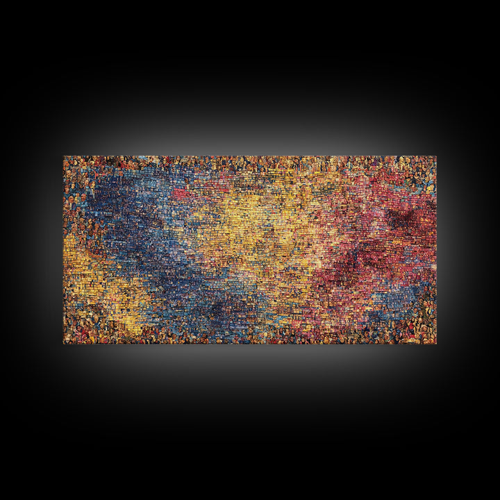 Abstract Crowd Mosaic Wall Art, Colorful African Art Abstract Canvas Print, Modern Textured Art, Statement Home Decor, Gift