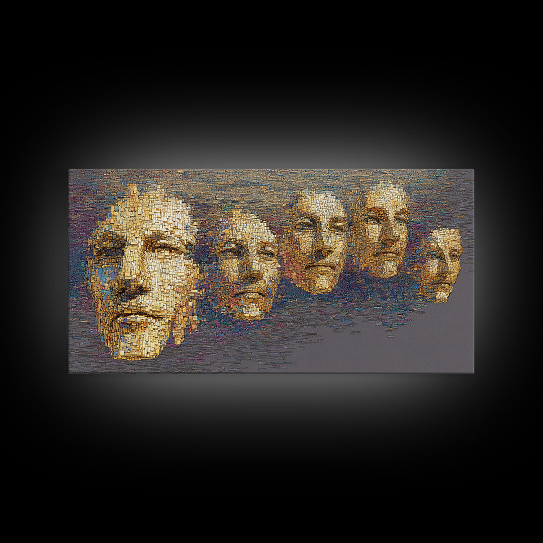 Golden Abstract African Faces Wall Art, Modern Tribal Portrait Canvas Decor, Textured Black And Gold Art, Gallery Home Decor