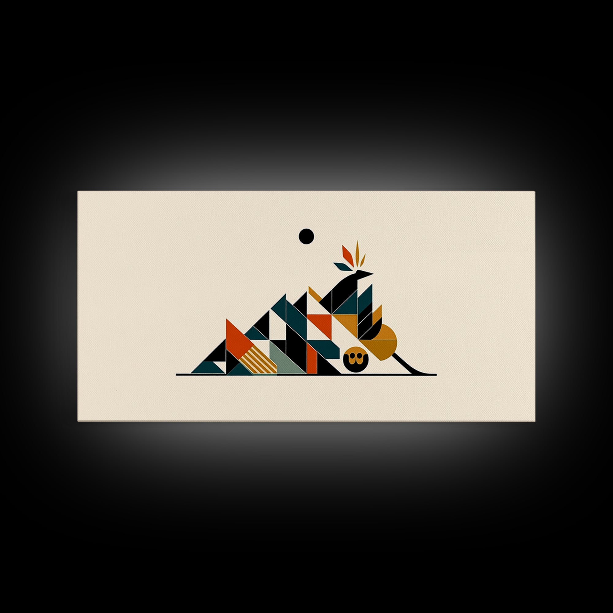 Minimalist Geometric Desert Symbols Wall Art, African Inspired Abstract Shapes, Terracotta Teal Decor, Modern Canvas Print