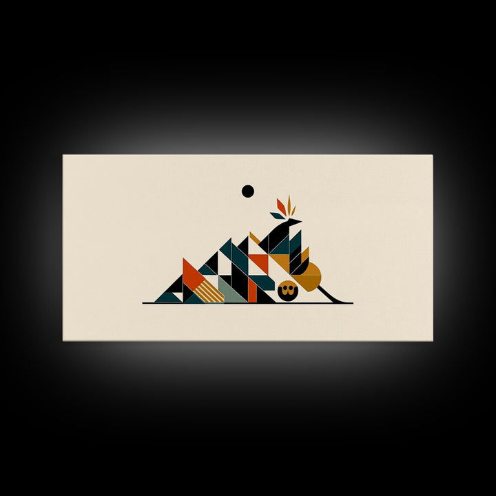 Minimalist Geometric Desert Symbols Wall Art, African Inspired Abstract Shapes, Terracotta Teal Decor, Modern Canvas Print