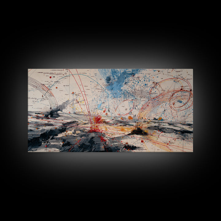 Abstract Battlefield Energy Canvas Print, Modern Abstract Art, Bold Office Art, Red Blue Contemporary Statement Wall Decor