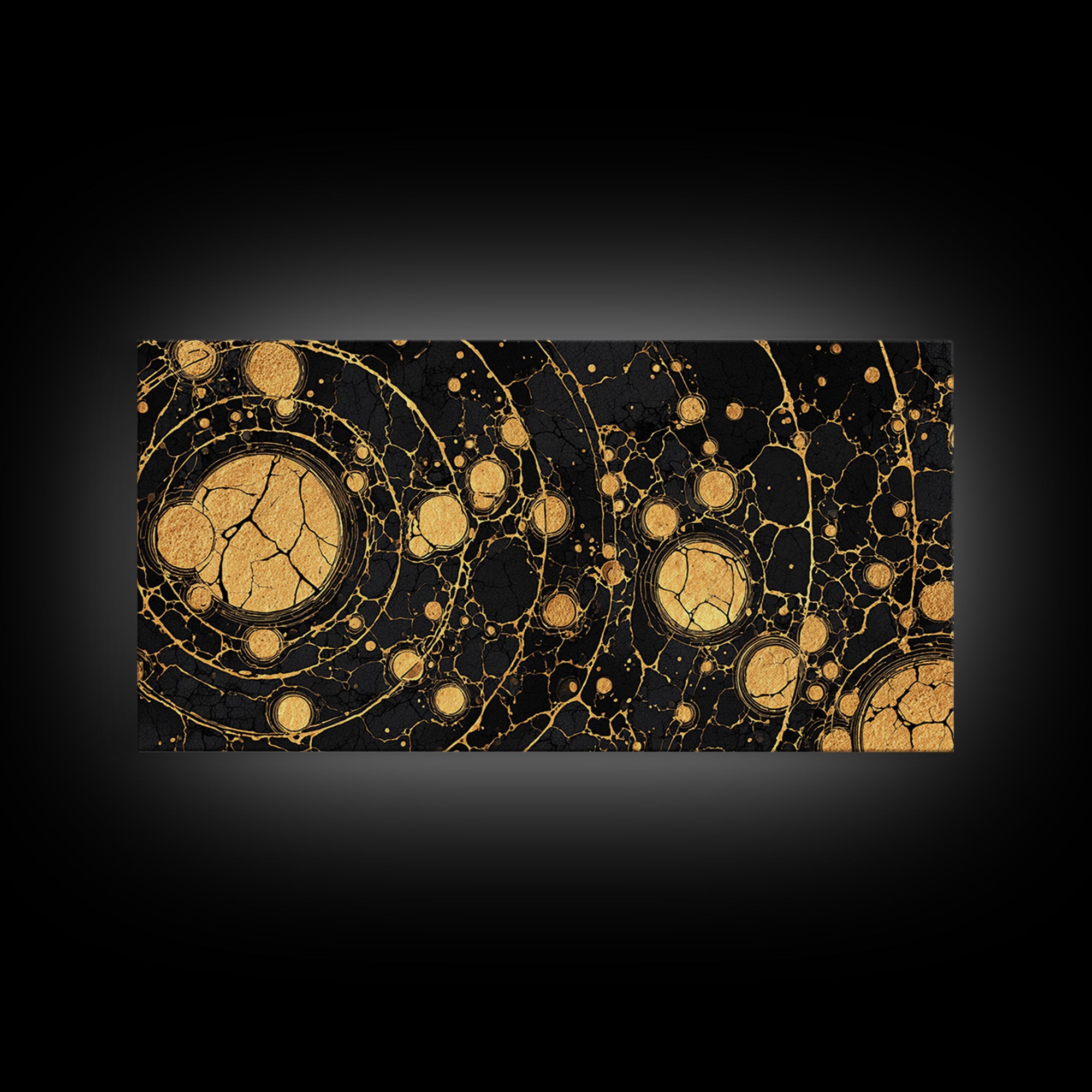 Black And Gold Abstract Circles Canvas Print, Luxury Modern African Art Decor, Geometric Wall Art, Statement Home Decor Gift