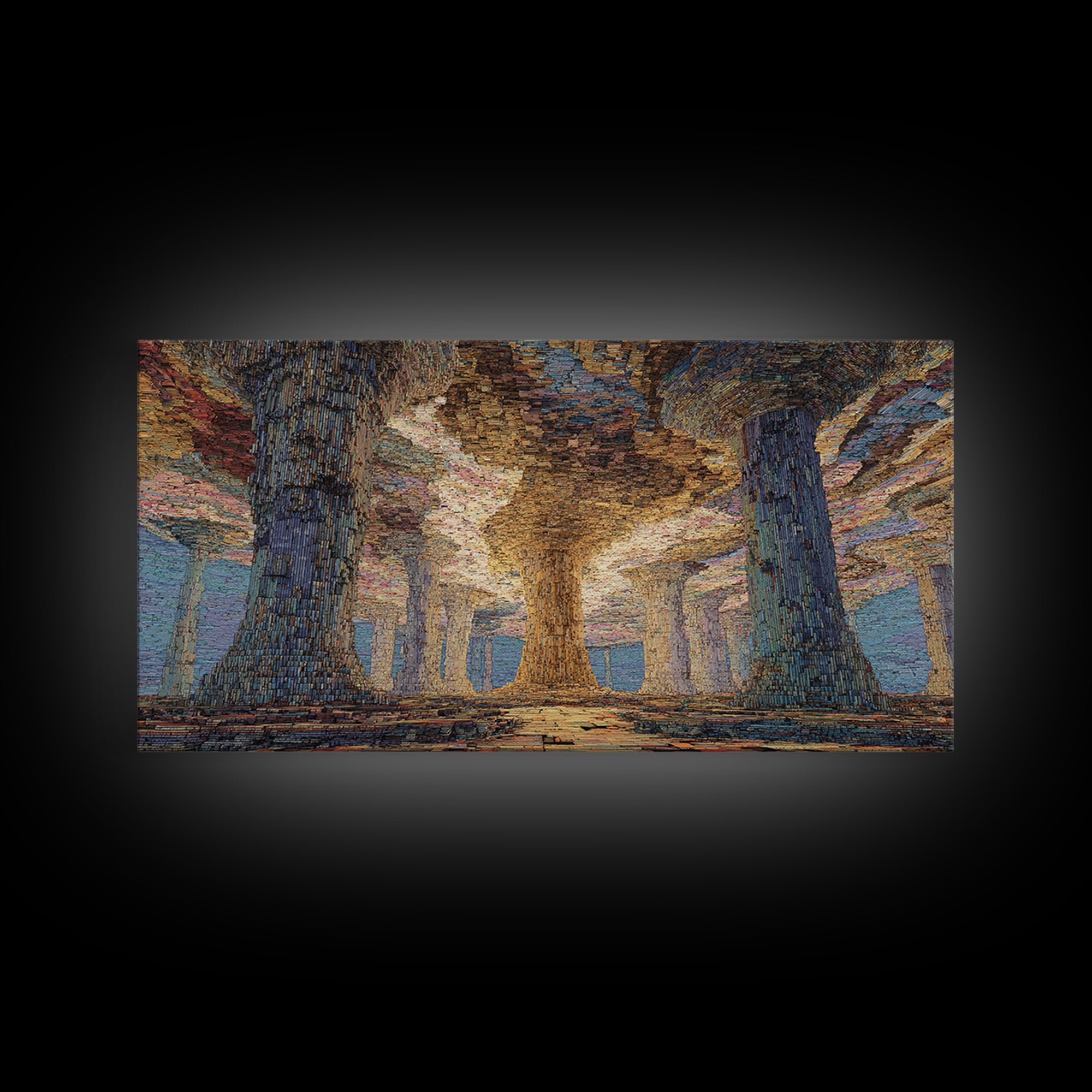 Mystic Giant Tree Forest With Textured Canopy Framed Canvas Print, Jungle African, Dreamy Wall Art, Nature Scene Art, Decor
