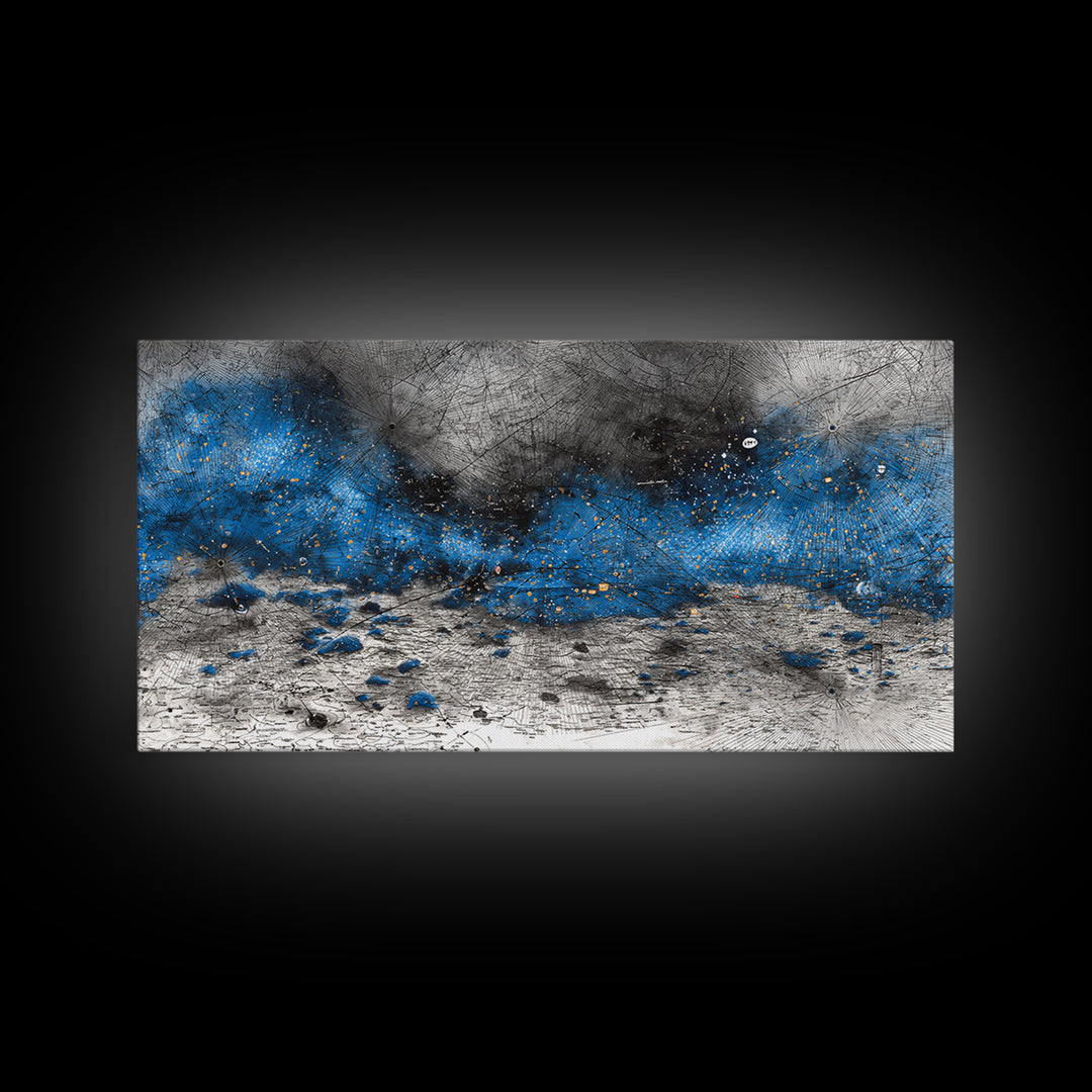 Blue Gray Textured Abstract Wall Art, Modern Landscape Painting, Contemporary Canvas Decor, Large Office Art, Elegant Home Decor