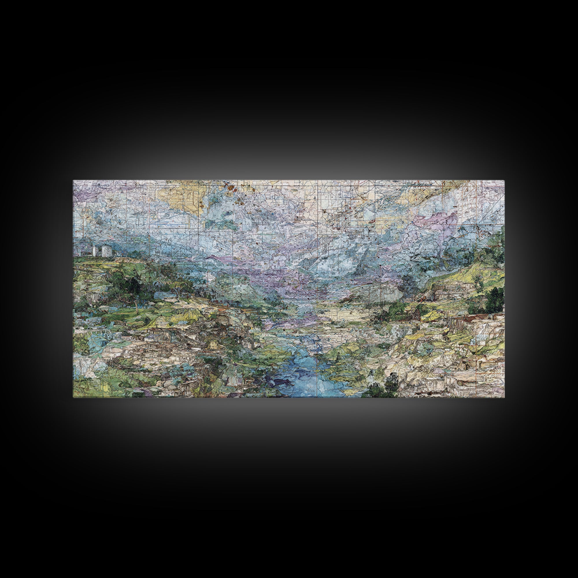 Large Abstract African Valley River Map Canvas Print, Earth Tone Landscape Wall Decor, Modern Textured Art For Living Room