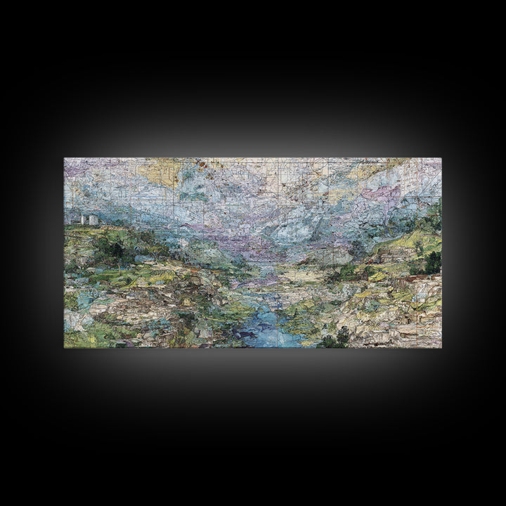 Large Abstract African Valley River Map Canvas Print, Earth Tone Landscape Wall Decor, Modern Textured Art For Living Room