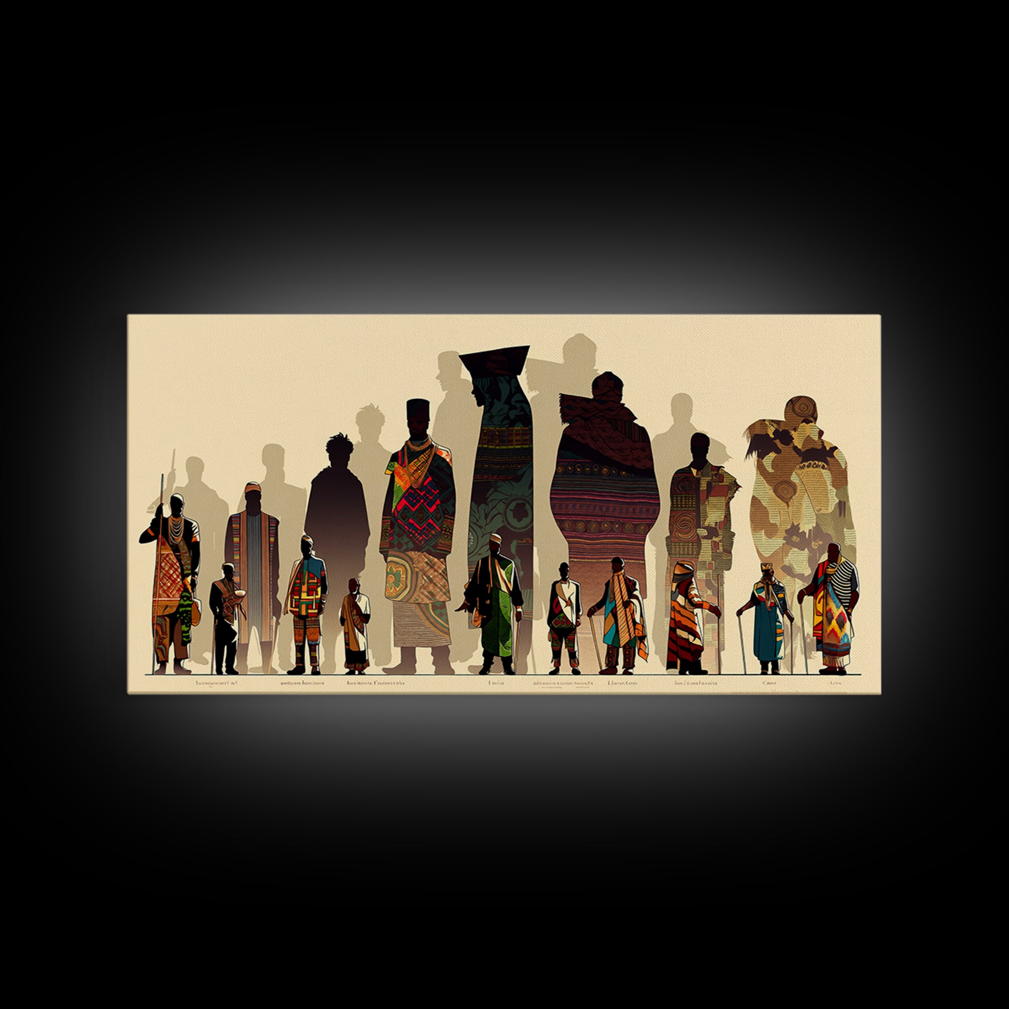 Tall African Fashion Silhouettes Wall Art, Ankara Textile Patterns, Cultural Portrait Canvas Decor, Afrocentric Home Decor