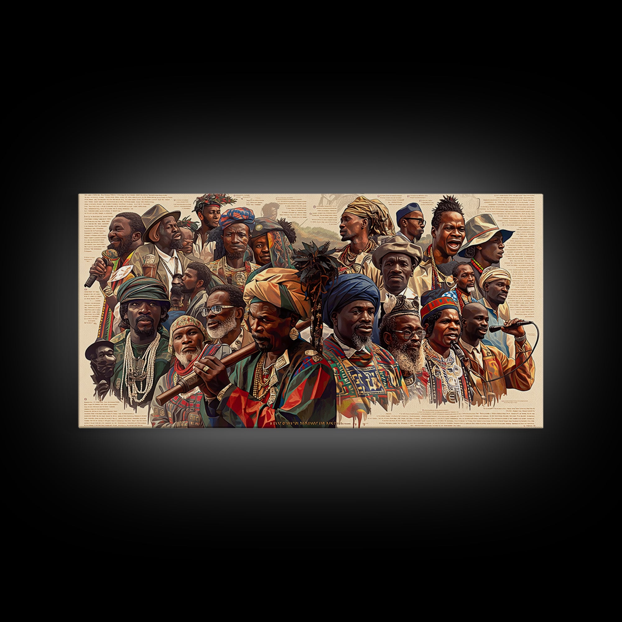 Vibrant African Elders And Musicians Canvas Print, Afrocentric Portrait Wall Decor, African Culture Art, Black Art Gift For Her