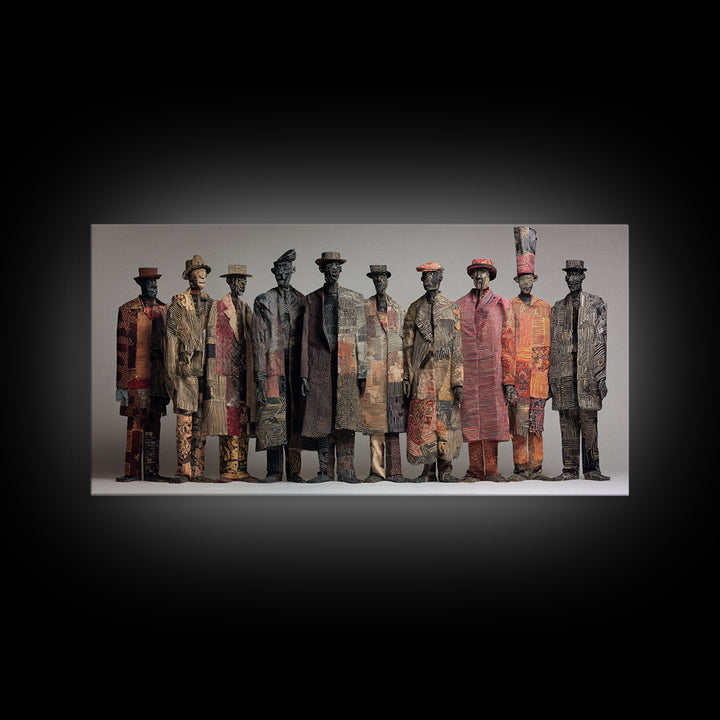 Abstract African Tribal Figures Framed Canvas Print, Textured Ethnic Wall Decor, Modern African Art, Cultural Home Decor