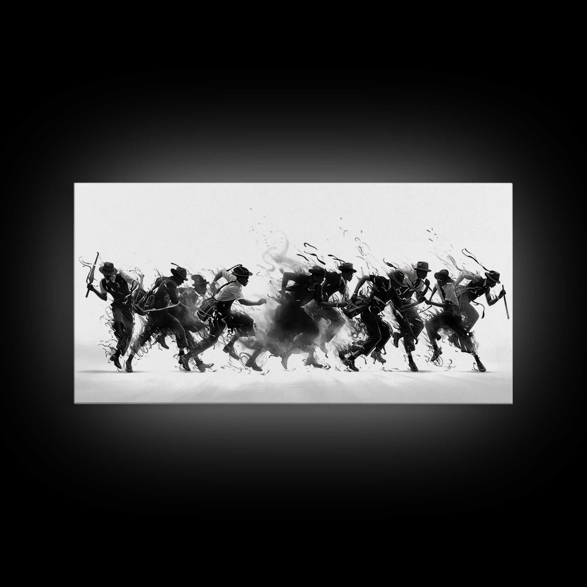 African Warrior Riders In Bold Black Ink Wall Art, Tribal Battle Canvas Print, Black And White Statement Decor Gift For Office