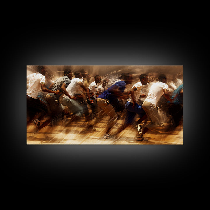 Urban African Runners In Motion Wall Art, Dynamic Black Culture Canvas Print For Gym Decor, Office Decor, And Modern Home Decor