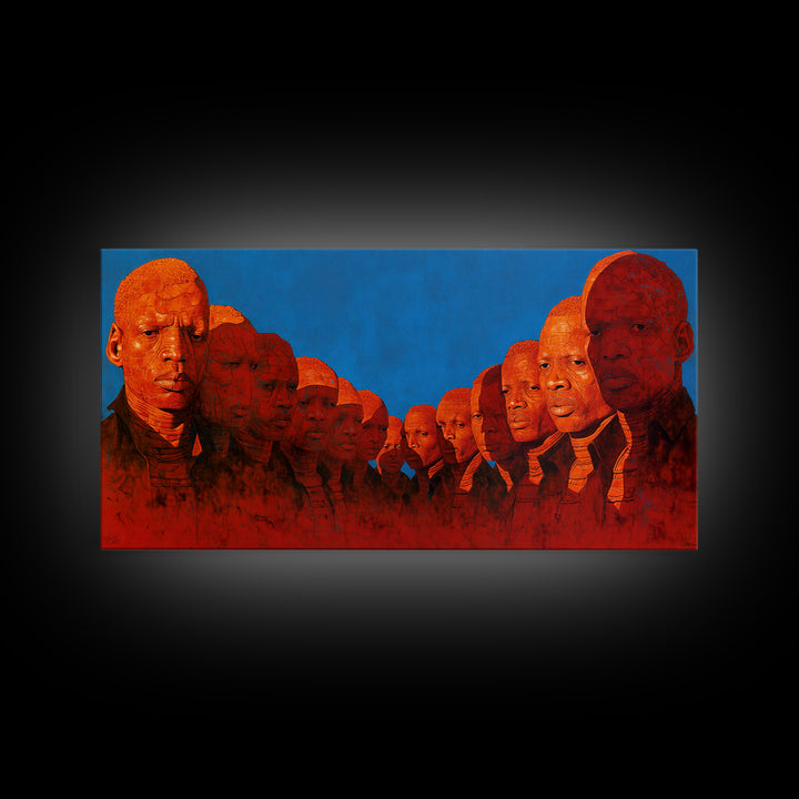 Bold Red African Warrior Portraits Wall Art, Afrocentric Canvas Print For Black Culture Decor, Statement Living Room Art