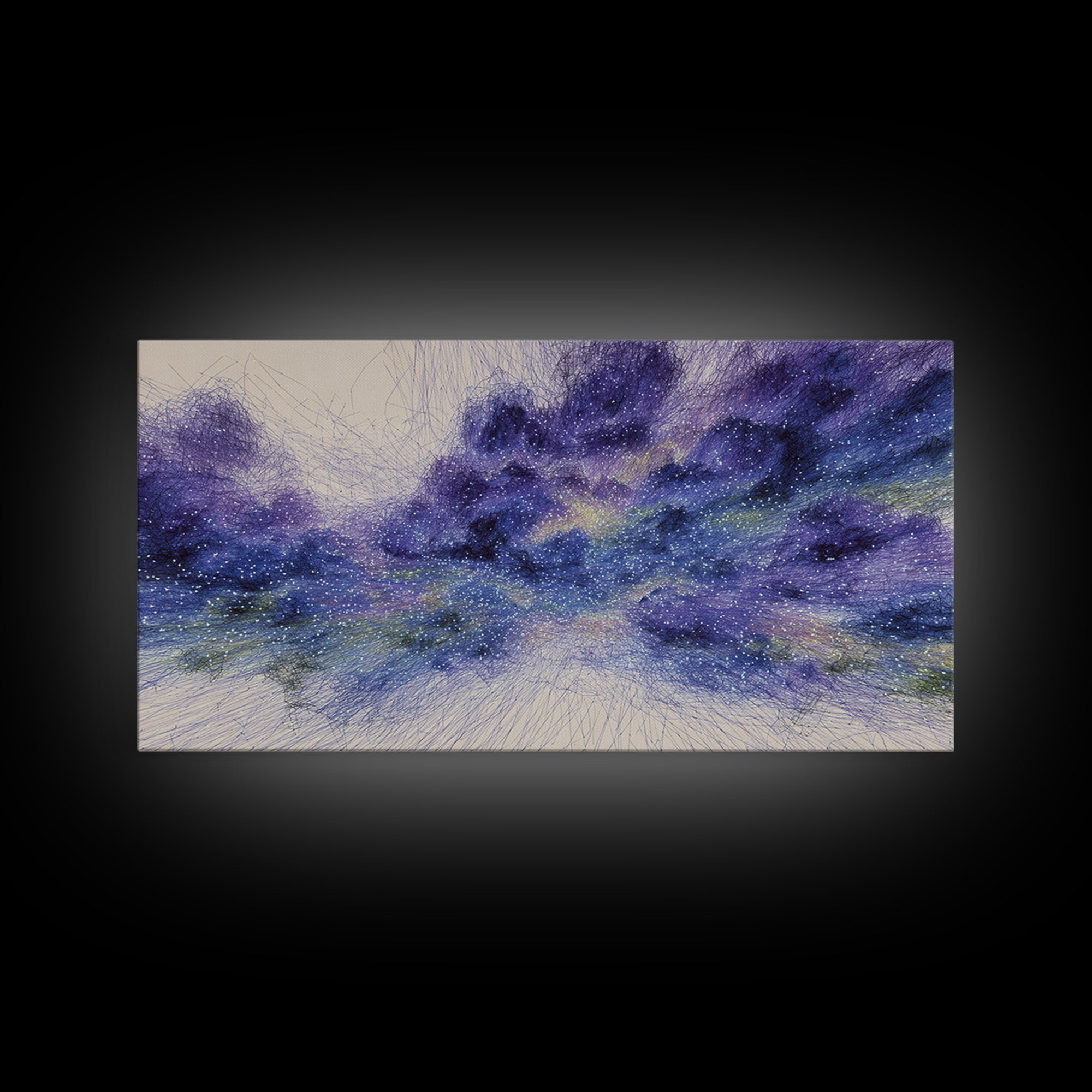 Purple Blue Starry Dreamy Nebula Abstract Wall Art, Cosmic Canvas Print, Modern Bedroom Decor, Spiritual Meditation Gift
