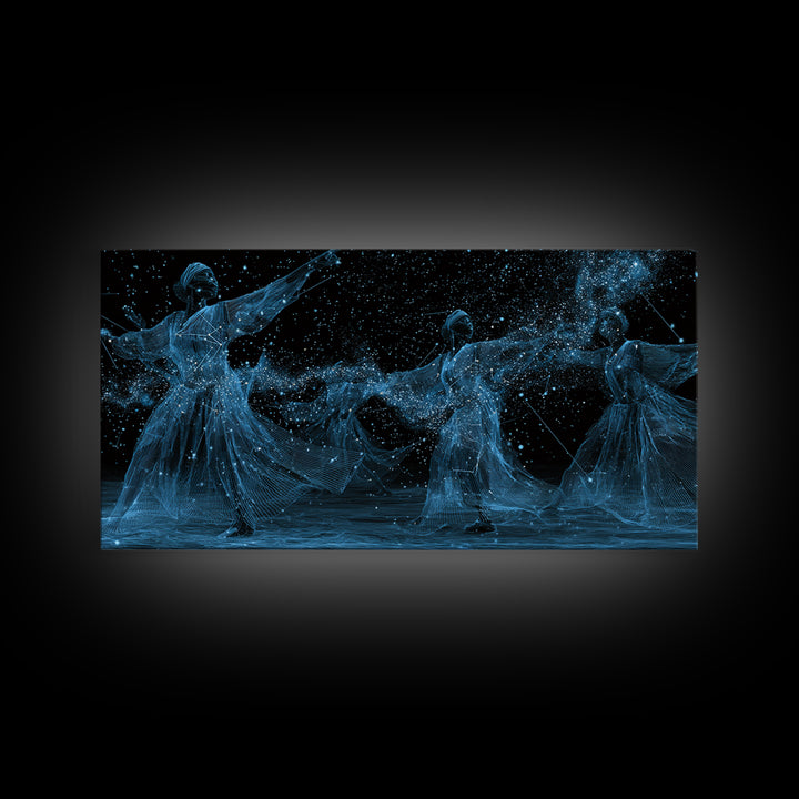Blue Celestial African Women Dancers Wall Art, Afrocentric Canvas Print, Spiritual Black Girl Decor, Feminine Home Art Gift